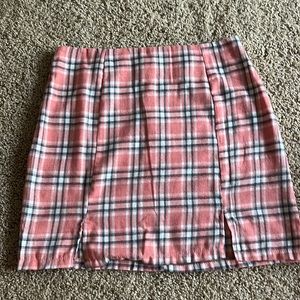 Pink plaid mini skirt
